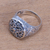 Sterling silver signet ring, 'Traditional Garden' - Circular Floral Sterling Silver Signet Ring from Bali (image 2) thumbail