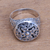 Sterling silver signet ring, 'Traditional Garden' - Circular Floral Sterling Silver Signet Ring from Bali (image 2b) thumbail