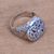Sterling silver signet ring, 'Traditional Garden' - Circular Floral Sterling Silver Signet Ring from Bali (image 2c) thumbail