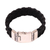 Men's leather wristband bracelet, 'Bali Pattern in Black' - Men's Leather Wristband Bracelet in Black from Bali (image 2a) thumbail