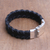 Men's leather wristband bracelet, 'Bali Pattern in Black' - Men's Leather Wristband Bracelet in Black from Bali (image 2b) thumbail