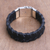 Men's leather wristband bracelet, 'Bali Pattern in Black' - Men's Leather Wristband Bracelet in Black from Bali (image 2c) thumbail