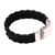 Men's leather wristband bracelet, 'Bali Pattern in Black' - Men's Leather Wristband Bracelet in Black from Bali (image 2d) thumbail