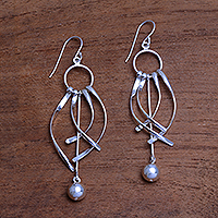 Sterling silver chandelier earrings, 'Queenly Elegance' - Artisan Crafted Sterling Silver Chandelier Earrings