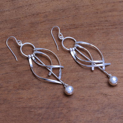 Sterling silver chandelier earrings, 'Queenly Elegance' - Artisan Crafted Sterling Silver Chandelier Earrings