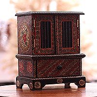 Batik wood jewelry chest, Parang Flowers