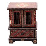 Batik wood jewelry chest, 'Parang Flowers' - Floral Batik Wood Jewelry Chest from Java