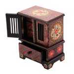Batik wood jewelry chest, 'Parang Flowers' - Floral Batik Wood Jewelry Chest from Java