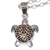 Collar con colgante de plata esterlina con detalles dorados - Collar con colgante de plata de ley con detalles en oro de tortuga marina