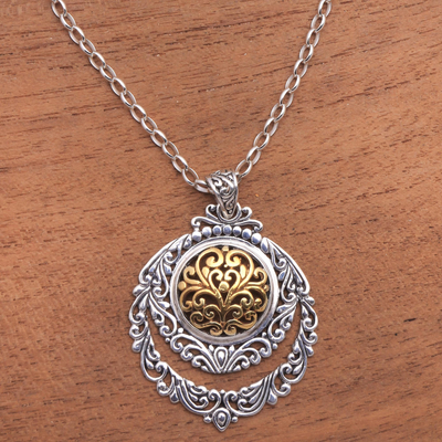 Gold accented sterling silver pendant necklace, Jungle Roots