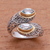 Gold accented blue topaz wrap ring, 'Double Marquise' - Gold Accented Blue Topaz Wrap Ring from Bali