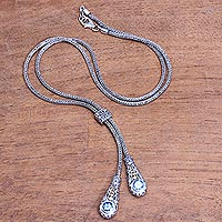 Featured review for Gold accent blue topaz lariat necklace, Twin Sparkle