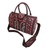 Cotton handbag, 'Carnation Crescents' (14.5 inch) - Embroidered Cotton Handbag in Carnation and Ivory (14.5 in.)