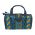Cotton handbag, 'Teal Sultanate' (11.5 inch) - Embroidered Cotton Handbag in Teal and Saffron (11.5 in.)