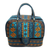 Cotton travel bag, 'Teal Sultanate' - Embroidered Cotton Travel Bag in Teal and Saffron from Bali