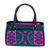 Cotton handle handbag, 'Viridian Bay' - Embroidered Cotton Handle Handbag in Viridian and Rose