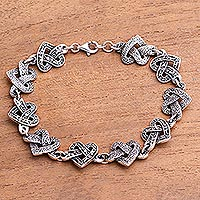 Sterling silver link bracelet, Combined Love