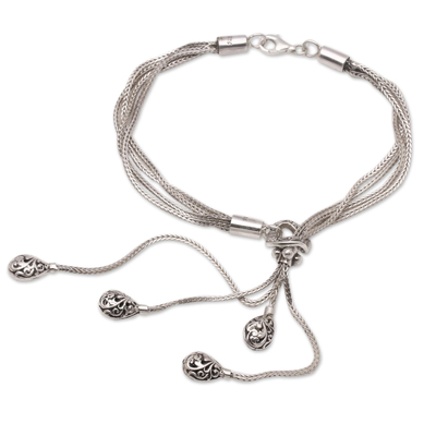 Sterling Silver Chain Bracelet with Tassels from Java
