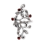 Garnet cocktail ring, 'Crimson Tendrils' - Leaf Motif Garnet Cocktail Ring from Java