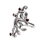 Garnet cocktail ring, 'Crimson Tendrils' - Leaf Motif Garnet Cocktail Ring from Java