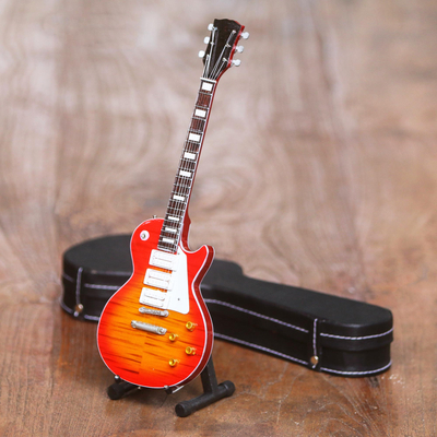 Decorative miniature guitar, 'Les Paul' - Decorative Miniature Mahogany Wood Les Paul Guitar