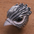 Men's obsidian ring, 'Sharp Hawk' - Men's Obsidian and Sterling Silver Hawk Ring from Bali (image 2) thumbail