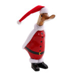 Bamboo root and wood figurine, 'Santa Duck' - Bamboo Root and Wood Santa Duck Decorative Figurine
