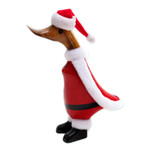 Bamboo root and wood figurine, 'Santa Duck' - Bamboo Root and Wood Santa Duck Decorative Figurine