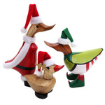 Bamboo root sculptures, 'Santa's North Pole Team' - Set of 3 Bamboo Root and Wood Christmas Accents from Bali