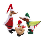 Bamboo root sculptures, 'Santa's North Pole Team' - Set of 3 Bamboo Root and Wood Christmas Accents from Bali