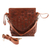 Leather handbag, 'Romantic Flowers' - Patterned Leather Handbag in Mahogany from Java