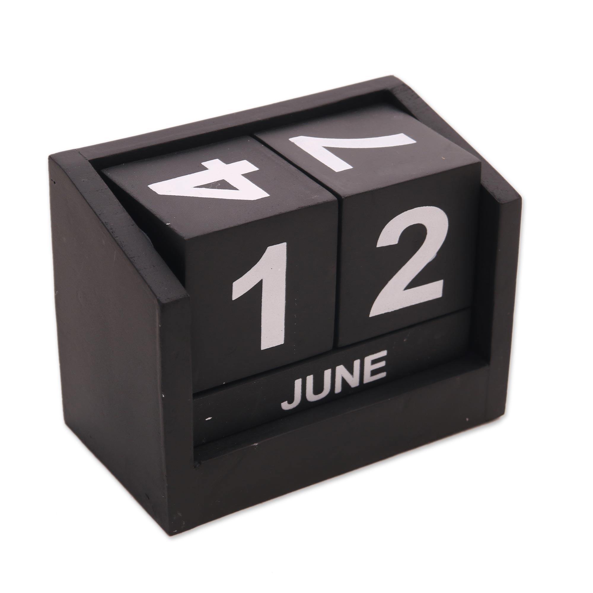 Wood Perpetual Calendar in Black from Bali - Counting the Days in Black ...