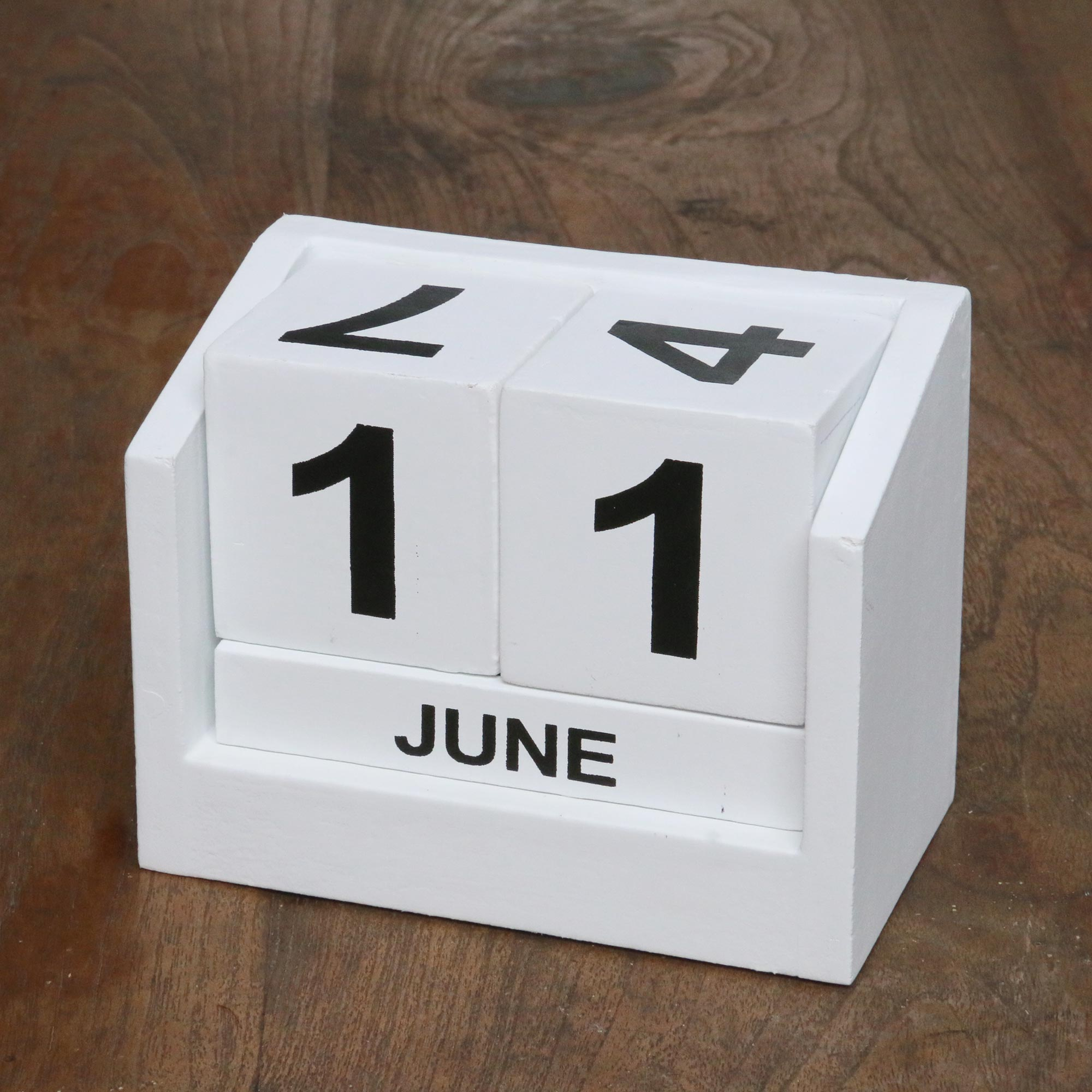 Wood Perpetual Calendar in White from Bali - Counting the Days in White ...