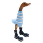 Wood and bamboo root sculpture, 'Swimming Duck' - Acacia Wood and Bamboo Root Swimming Duck Sculpture