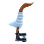 Wood and bamboo root sculpture, 'Swimming Duck' - Acacia Wood and Bamboo Root Swimming Duck Sculpture