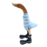 Wood and bamboo root sculpture, 'Swimming Duck' - Acacia Wood and Bamboo Root Swimming Duck Sculpture