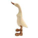 Wood and bamboo root sculpture, 'Vanilla Duck' - Acacia Wood and Bamboo Root Duck Sculpture in Vanilla