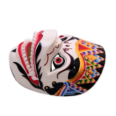 Máscara de madera - Máscara de mono hindú de madera pintada a mano de Java