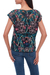 Rayon blouse, 'Midnight Mallow' - Floral Embroidered Rayon Blouse from Bali (image 2e) thumbail