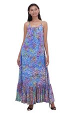 Batik rayon sundress, 'Rainbow Clouds' - Colorful Hand-Stamped Batik Rayon Sundress from Bali