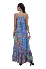 Batik rayon sundress, 'Rainbow Clouds' - Colorful Hand-Stamped Batik Rayon Sundress from Bali
