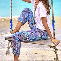 Featured review for Batik rayon pants, Rainbow Clouds
