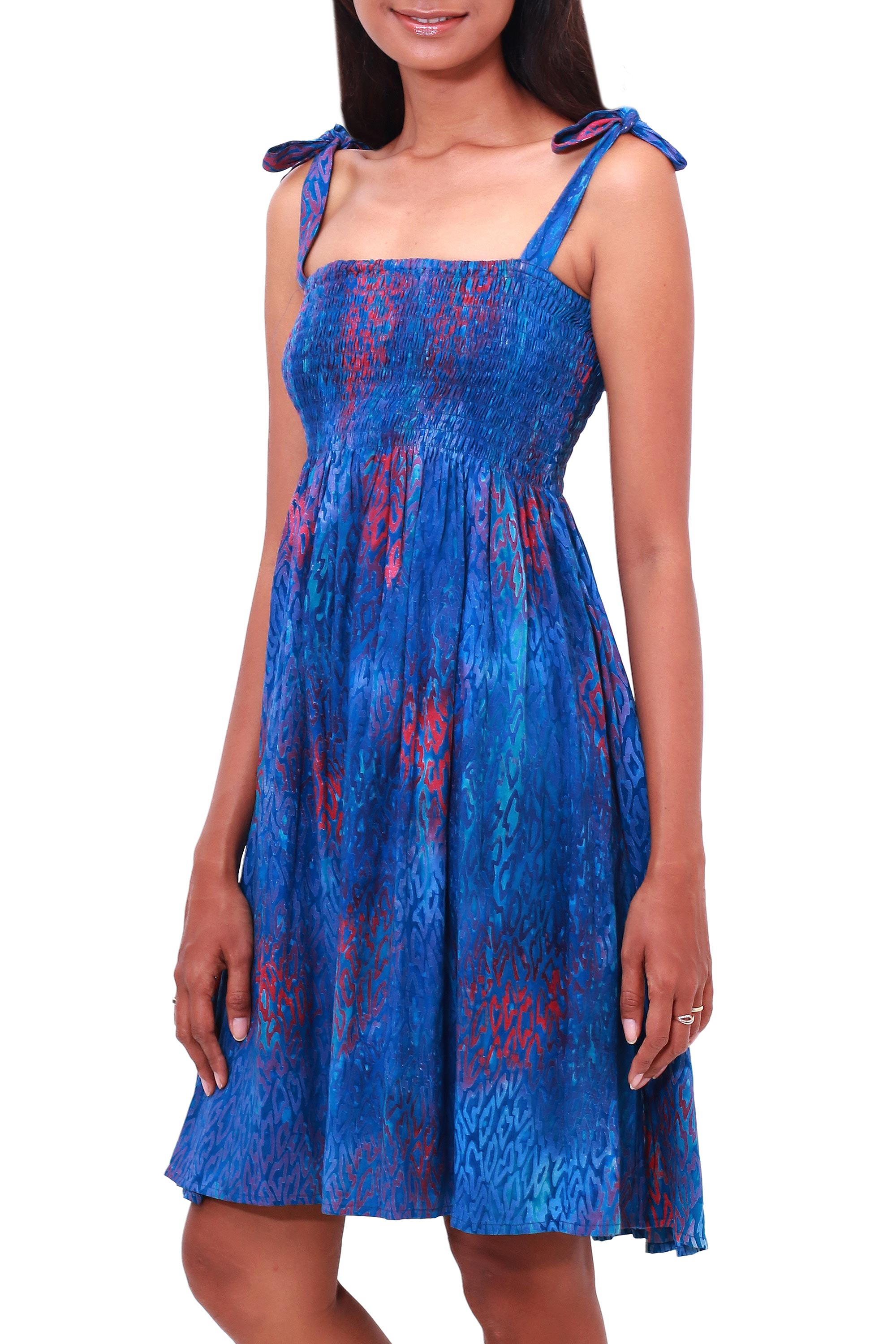 UNICEF Market | Batik Motif Rayon Sundress in Blue and Crimson from ...