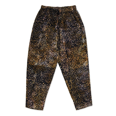 Men's cotton pants, 'Faraway Stars' - Printed Men's Cotton Pants in Brown from Bali