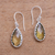 Quartz dangle earrings, 'Lemon Dew' - 6-Carat Yellow Quartz Dangle Earrings from Bali (image 2) thumbail