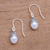 Cultured pearl dangle earrings, 'Mermaid Teardrops in White' - Cultured Pearl Dangle Earrings in White from Bali (image 2) thumbail