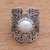 Cultured pearl cocktail ring, 'Temple of the Moon' - White Cultured Pearl Cocktail Ring from Bali (image 2) thumbail