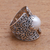 Cultured pearl cocktail ring, 'Temple of the Moon' - White Cultured Pearl Cocktail Ring from Bali (image 2c) thumbail
