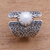 Cultured pearl cocktail ring, 'Temple of the Moon' - White Cultured Pearl Cocktail Ring from Bali (image 2d) thumbail