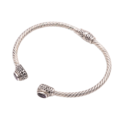 Amethyst cuff bracelet, 'Generous Sparkle' - Faceted Amethyst Cuff Bracelet from Bali